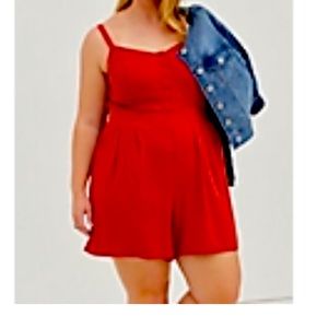 NYT torrid V-Neck Romper - Eyelet Stretch Challis Rust